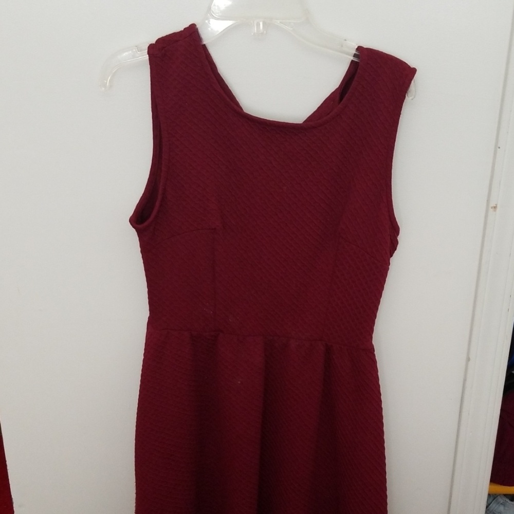 Sleeveless Burgundy A-Line Dress